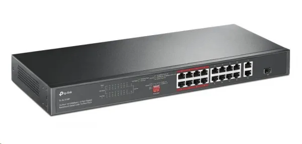 TP-Link CCTV switch TL-SL1218P (16x100Mb/s, 1xGbE uplink, 1xGbE/1xSFP combo uplink, 16xPoE+, 150W)