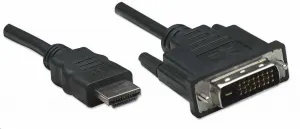Manhattan HDMI kábel na DVI-D, Dual Link, 1 m, čierny