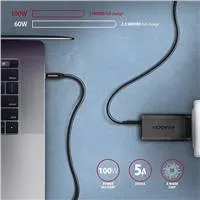 AXAGON BUCM32-CM15AB, SPEED+ kábel USB-C  USB-C, 1.5 m, USB 20Gbps, PD 100W 5A, 4K HD, ALU, opletenie, čierny