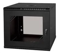 LEXI-Net 19" nástěnný rozvaděč Basic 9U 525x450, skleněné dveře, bez zad, rozložený, černý