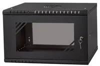 LEXI-Net 19" nástěnný rozvaděč Basic 6U 520x450, skleněné dveře, bez zad, rozložený, černý