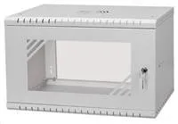 LEXI-Net 19" nástěnný rozvaděč Basic 6U 520x350, skleněné dveře, bez zad, rozložený, šedý