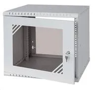LEXI-Net 19" nástěnný rozvaděč Basic 9U 525x450, skleněné dveře, bez zad, rozložený, šedý