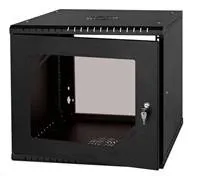 LEXI-Net 19" nástěnný rozvaděč Basic 9U 525x450, skleněné dveře, bez zad, rozložený, černý
