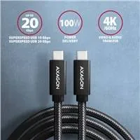 AXAGON BUCM32-CM15AB, SPEED+ kábel USB-C  USB-C, 1.5 m, USB 20Gbps, PD 100W 5A, 4K HD, ALU, opletenie, čierny