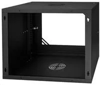 LEXI-Net 19" nástěnný rozvaděč Basic 9U 525x450, skleněné dveře, bez zad, rozložený, černý