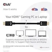 Club3D Ultra Rychlý HDMI™ Certifikovaný, 4K120Hz 8K60Hz 48Gbps M/M 5m/16.4ft, 28 AWG