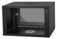 LEXI-Net 19" nástěnný rozvaděč Basic 6U 520x450, skleněné dveře, bez zad, rozložený, černý