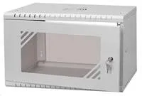 LEXI-Net 19" nástěnný rozvaděč Basic 6U 520x350, skleněné dveře, bez zad, rozložený, šedý