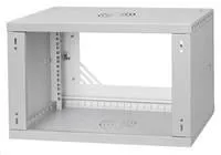 LEXI-Net 19" nástěnný rozvaděč Basic 6U 520x350, skleněné dveře, bez zad, rozložený, šedý