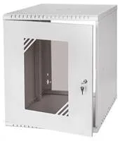 LEXI-Net 19" nástěnný rozvaděč Basic 12U 520x450, skleněné dveře, bez zad, rozložený, šedý