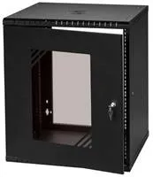 LEXI-Net 19" nástěnný rozvaděč Basic 12U 520x450, skleněné dveře, bez zad, rozložený, černý