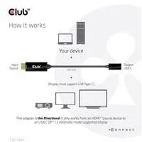 Club3D Aktívny adaptér HDMI na USB-C, 4K60Hz, M/F