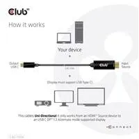 Club3D aktívny kábel HDMI na USB-C, 4K60Hz, 1.8m, M/M
