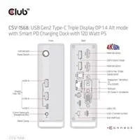 Club 3D Club3D USB-C, Triple Display DP 1.4 Alt mode Displaylink Dynamic PD Charging Dock so 120 W PS