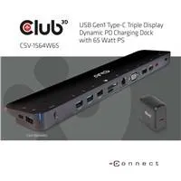 Club 3D Dokovacia stanica Club3D USB-C 3.2 s napájacím adaptérom Triple Dynamic Display PD, 100 W