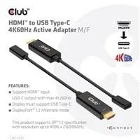 Club3D Aktívny adaptér HDMI na USB-C, 4K60Hz, M/F