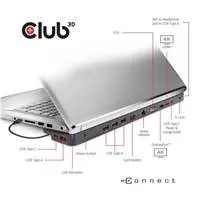 Club 3D Dokovacia stanica Club3D USB-C 3.2 s napájacím adaptérom Triple Dynamic Display PD, 100 W