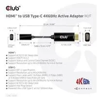 Club3D Aktívny adaptér HDMI na USB-C, 4K60Hz, M/F