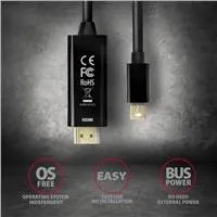AXAGON RVDM-HI14C2, Mini DisplayPort -> HDMI 1.4 redukcie / kábel 1.8 m, 4K/30Hz