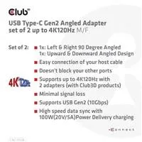 Club3D USB-C Gen2 uhlový adaptér sada 2, 4K120Hz (M/F)