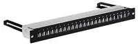 19" modulární stíněný patch panel LEXI-Net 24port, černý, výsuvný