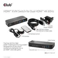 Sieťový prepínač Club3D - Prepínač, HDMI KVM prepínač - Dual HDMI 4K 60Hz