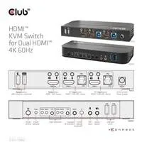 Sieťový prepínač Club3D - Prepínač, HDMI KVM prepínač - Dual HDMI 4K 60Hz