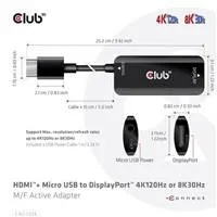 Club 3D Club3D Adaptér HDMI + Micro USB na DisplayPort 4K120Hz/8K30Hz, Active Adapter M/F
