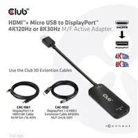 Club 3D Club3D Adaptér HDMI + Micro USB na DisplayPort 4K120Hz/8K30Hz, Active Adapter M/F