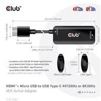 Club 3D Club3D Adaptér HDMI + Micro USB na USB-C 4K120Hz/8K30Hz, Active Adapter M/F