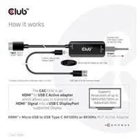Club 3D Club3D Adaptér HDMI + Micro USB na USB-C 4K120Hz/8K30Hz, Active Adapter M/F
