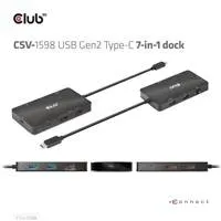 Club3D Dokovací stanice USB Gen2 Type-C na Dual DisplayPort 4k60Hz 7-in-1 Portable Dock