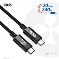 Club3D kabel USB4 Gen2x2 Typ-C, Oboustranný USB-IF Certifikovaný data kabel, Data 20Gbps, PD 240W(48V/5A) EPR M/M 2m