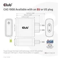 Club3D cestovní nabíječka 100W GAN technologie, USB-IF TID certified, USB Type-C, Power Delivery(PD) 3.0 Support