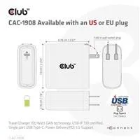 Club3D cestovní nabíječka 100W GAN technologie, USB-IF TID certified, USB Type-C, Power Delivery(PD) 3.0 Support