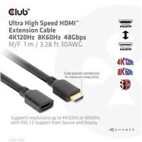 Club3D prodlužovací Ultra rychlý HDMI kabel, 4K120Hz, 8K60Hz, 48Gbps, M/F, 1m, 30 AWG