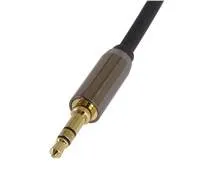 PremiumCord HQ stíněný kabel stereo Jack 3.5mm - Jack 3.5mm zahnutý 90°, 3m
