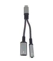 PremiumCord Redukce USB-C /3,5mm jack s DAC chipem + USB-C pro nabíjení 13cm