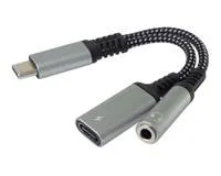 PremiumCord Redukce USB-C /3,5mm jack s DAC chipem + USB-C pro nabíjení 13cm