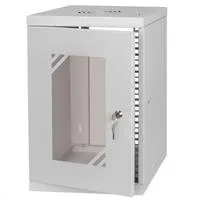 LEXI 10" nástenná skriňa Basic 9U, šírka 292 mm, hĺbka 300 mm, sklenené dvere, bez zadnej steny, sivá