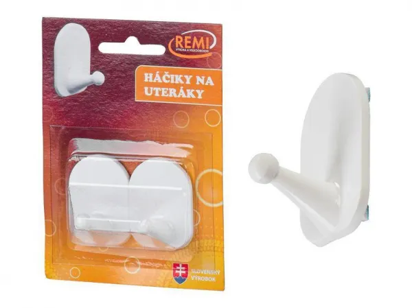 Háčik na uteráky, samolepiaci, plast, bal. 2 ks
