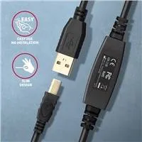 AXAGON ADR-210B, USB 2.0 A-M -> B-M aktívny prepojovací / repeater kábel, 10m