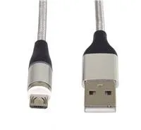 PremiumCord Magnetický micro USB a USB-C nabíjecí a datový kabel, 1m, stříbrná