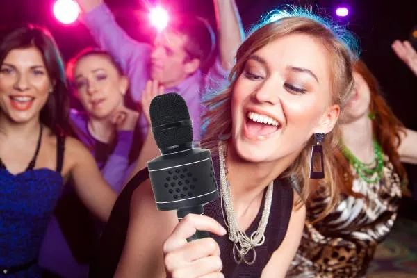 Teddies Mikrofón karaoke Bluetooth, čierna, na batérie, s USB káblom