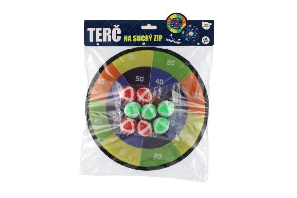 Terč na suchý zips obojstranný 27cm + loptičky 8ks v sáčku