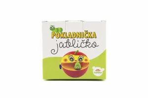 Pokladnička červené jablko s červíkom na kľúčik plast 11x10cm v krabičke 11x11x10cm