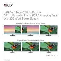 Club 3D Club3D Dokovací stanice USB-C, Triple Display DP 1.4 Alt mode Smart PD3.0 Charging Dock with 100 Watt PS
