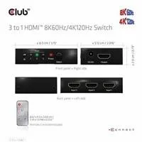 Club 3D Club3D Switch 1:3 HDMI 8K60Hz/4K120Hz, 3 porty