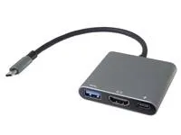PremiumCord Adaptér USB-C na HDMI + USB3.0 + PD, rozlišení 4K a FULL HD 1080p